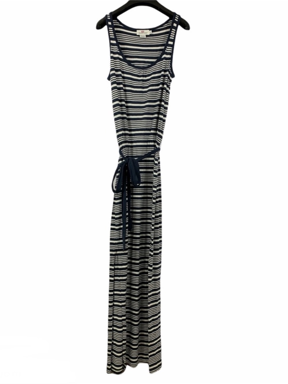 Vineyard Vines Striped Navy+White Tank Maxi Dress. Cinched + Tie Waist. Sz XS